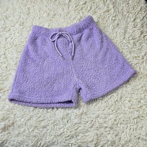 Purple Fuzzy Drawstring Shorts, Size M